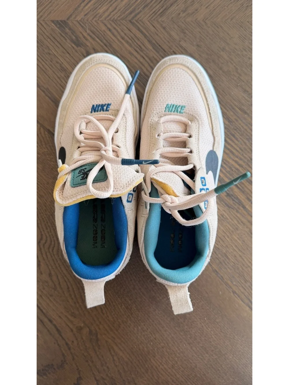 Kids’ Nike SB Zoom Blazer Low Pro GT Sneakers in Beige and Blue, Youth Size 3Y